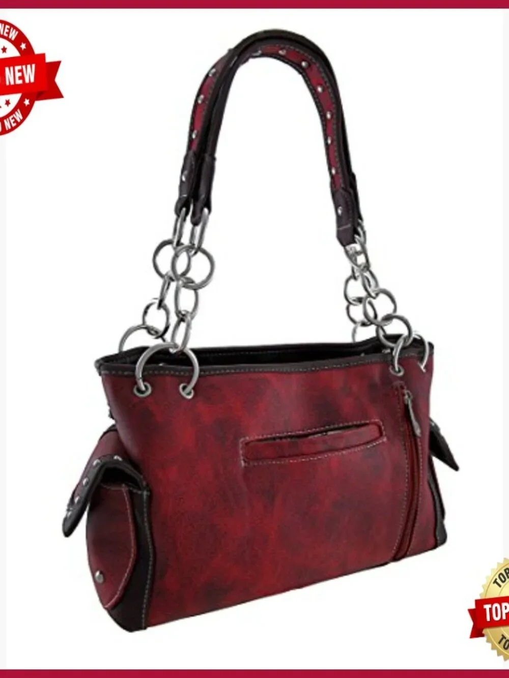 Western Embroidered Concealed Carry Satchel Purse Wallet Set Rhinestone